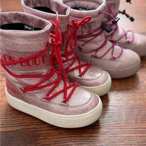 Moon Boot Kids Glittery Pink Boots 13,5 C Like new lightly worn